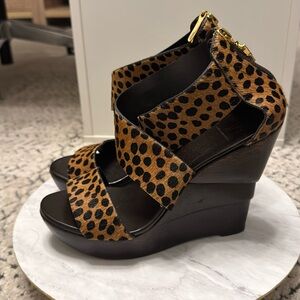 Diane Von Furstenberg Opal Wedges Leopard print calf hair